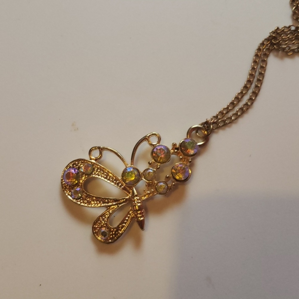 Gold butterfly necklace